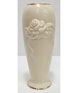 Set Of 2 Vtg Lenox Rose Cream Bud Vase 7.5&quot;&amp;6&quot; Gold Trim - $19.35