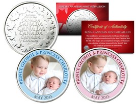 Prince George &amp; Princess Charlotte Set Of 2 Royal Canadian Mint Medallion Coins - £11.17 GBP