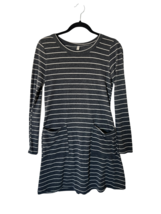 GILLI Womens Dress Striped Jersey Front Pocket Long Sleeve Gray/Cream Si... - £9.20 GBP