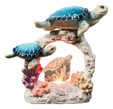 Sea Turtle Mother And Hatchling Family By Coral Reef With 3D LED Light Figurine - £30.36 GBP
