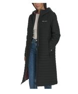 Champion Womens Coat Black Puffer Long Hood Pockets Stretch Sideline Logo - $1,340.92 MXN