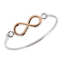 Two Tone Infinity Rose Gold Vermeil over Sterling Silver Bangle Bracelet - £36.76 GBP