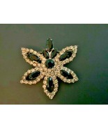 Vintage Prong Set Ebony Black and Clear Rhinestones Butterfly Brooch Pin - £35.96 GBP