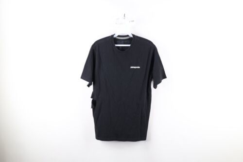 Patagonia Mens S Thrashed Spell Out Big Logo Short Sleeve T-Shirt Black ... - $19.75