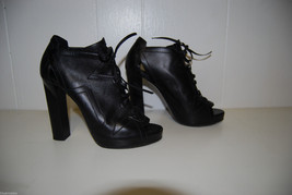 Authentic Pierre Hardy Black Leather Open Toe Lace up Booties 37.5 - $195.02