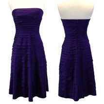 Adrianna Papell Womens 6 Cocktail Dress Layered Ruffle Purple Strapless Prom  - £38.57 GBP