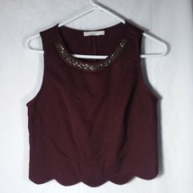 Lush Dark Red Beaded Crop Womens Top Tank Size S - £18.77 GBP