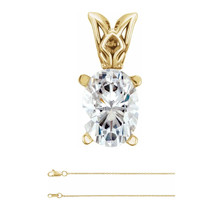 Oval Natural Mined Diamond Pendant 14k Yellow Gold (0.72 Ct E IF Clarity) GIA - £2,334.80 GBP