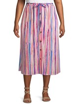 Terra &amp; Sky Women&#39;s Plus Button Front Maxi Skirt Size 1X (16-18W) Pink O... - $21.28