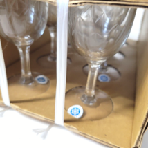 8 Vtg MCM Sasaki Glass Etched Bamboo Wine Glasses 4-1/4&quot; NEW Noritake - £38.00 GBP