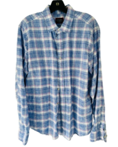 UNTUCKit 100% Linen Button Down Shirt Wrinkle Resistant Blue White Tarta... - $425.47 MXN