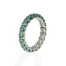 3mm blue green and yellow green round moissanite diamond ring s925 silver eternity band thumb200
