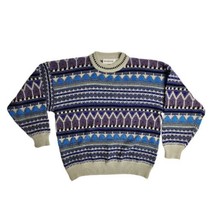 McGregor Acrylic Sweater Size Large Purple Blue Retro Nordic Style Holidays - £31.60 GBP