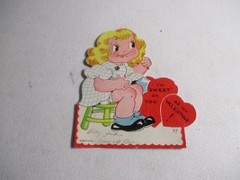 Vintage 1937 Girl sticking her tongue out  Mechanical Valentine Card rare - $27.71