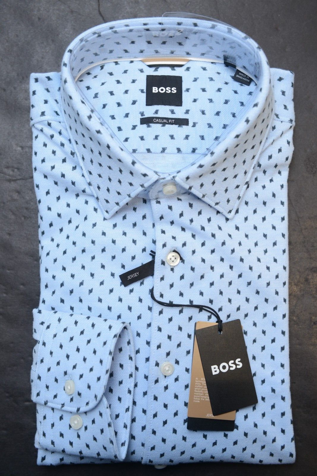 HUGO BOSS Uomo Hal Kent Casual Fit Blu Pastello Jersey Cotone Camicia 39 15.5 Item image 2