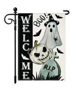 Artscope Halloween Ghost Pumpkin Tombstone Garden Flag 12x18 Inch - $188.43 MXN