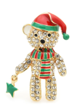 Christmas Bear Brooch Celebrity Pin Vintage Look Gold plated Queen Broach i37 - £12.69 GBP