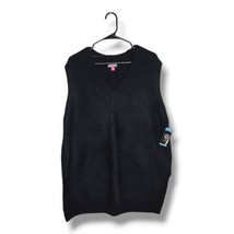 Vince Camuto Women&#39;s Sweater Vest Oversized Knit V-Neck High-Low Black Large NEW - £17.26 GBP