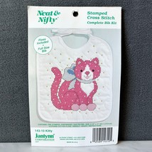 Neat &amp; Nifty Janlynn Quilted Baby Bib Stamped Cross Stitch Kit-Pink Kitt... - $264.68 MXN