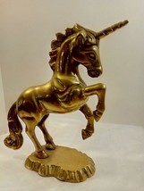 Vintage Solid Brass Unicorn Figurine Statuette Rearing/Standing - £24.95 GBP