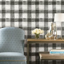 Roommates Rmk11451Wp Black Buffalo Plaid Peel And Stick Wallpaper - £33.03 GBP