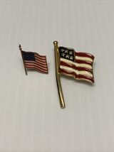 Lot of 2 USA American Flag Tie Lapel Pin Brooch Patriotic America Jewelr... - $8.91