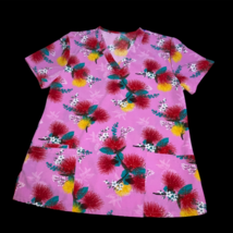 Pink Floral Tropical Beach Scrub Shirt Top Small Nurse Vet Xray Tech READ - $9.99