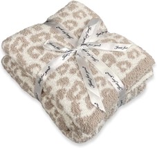 Gy Luxury Fleece Leopard Throw Blanket, 50 X 60 Inches, Stone/Cream,, Travel. - £41.47 GBP