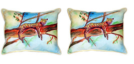 Pair of Betsy Drake Leopard Large Indoor Outdoor Pillows 16x20 - £70.46 GBP