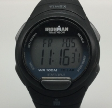 Timex Ironman Digital Watch Men 40mm Black 100M 10 Lap Timer New Battery a6 - £19.56 GBP