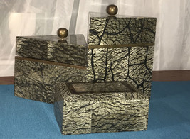 3 Piece Set, Marquis Collection of Beverly Hills, Decor Boxes, Stone &amp; S... - £93.09 GBP