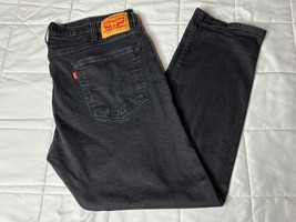 Levi&#39;s 502 Relaxed Stretch Straight Fit Black Denim Mens Jeans 38x32 - $23.21