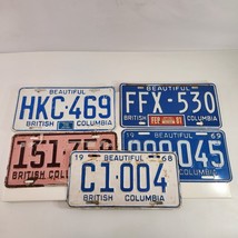 British Columbia License Plate Lot of 5 HKC-469 FFX-530 C1-004 +more Vtg... - $77.39