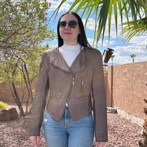 One Community Mujer Mediano Piel Sintética Moto Chaqueta Biker Marrón Cr... - $25.61
