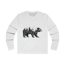 Bear Forest Image Long Sleeve Slim Fit Crew Neck Tee Shirt 100% Combed C... - £28.72 GBP+