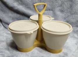 Vintage Tupperware 757-2  Condiment Serving Caddy, 3 containers with lids. - $9.47