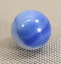 Akro Agate Tri-Color Patch Shooting Marble 5/8in Diameter Blue White - $9.00
