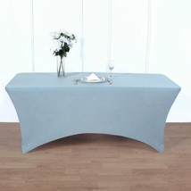 Dusty Blue 8 Ft Rectangle Spandex Stretch Table Cover Fitted Tablecloth Wedding  - £22.52 GBP