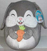 NWT 2022 Squishmallow Gray Bunny BLAKE Holding Carrot Easter Squad 16” Rabbit - £42.95 GBP
