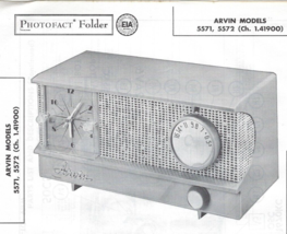 1958 ARVIN 5571 5572 AM Tube CLOCK RADIO Photofact MANUAL Schematic Rece... - $10.88