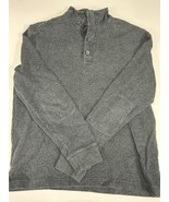 Banana Republic Men’s Button Mock Pullover L Gray Cotton Sweatshirt Elbo... - $24.70