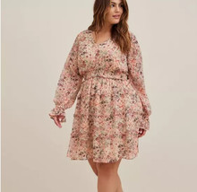 Torrid Mini Lurex Chiffon Tiered V-neck Floral Dress 2X Spring Flirty Beach Fest - $29.99