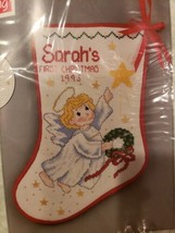 Christmas Stocking Kit Counted Cross Stitch Baby Angel 1st 24k Mini Charmables - £10.00 GBP