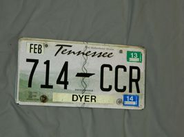 United States Tennessee 2013 Dyer County Passenger License Plate # 714-CCR - $6.88