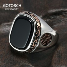 Real Pure Mens Rings Silver s925 Retro Vintage Turkish Rings For Men With Natura - £38.44 GBP