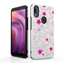For Alcatel 3V (2019) Tough Hybrid Phone Shockproof Case Pink Stars - $16.14
