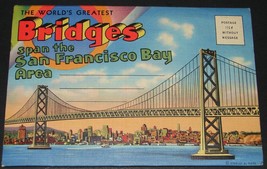 SAN FRANCISCO BAY BRIDGES Antique POSTCARD FOLDER Stanley Piltz 6.1&quot;x4.1&quot; - £13.42 GBP