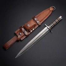 Custom Hand Forged Damascus Steel Tactical Combat Dagger Knife With Sheath - £108.42 GBP