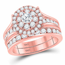 14kt Rose Gold Round Diamond Bridal Wedding Ring Band Set 1-3/4 Ctw - £2,171.63 GBP