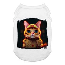 Fireman Design Dog Tank - Cat Design Dog T-Shirt - Cute Print Dog Clothing (Whit - £14.07 GBP